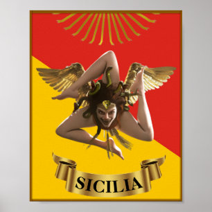 Sicilië / Siciliaanse Medusa Trinacria Poster