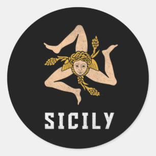 Sicilië  Stijl Vlag Ronde Sticker