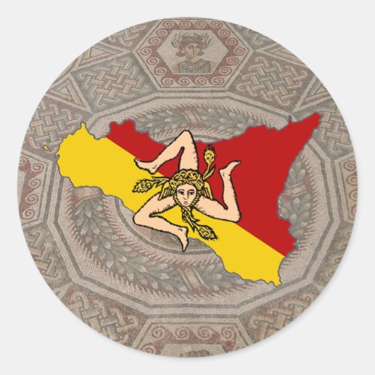 Sicilië Trinacria Mozaïek Sticker (Voorkant)