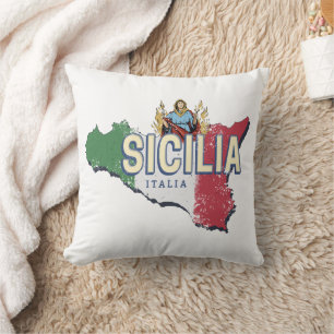 Sicilië Vlag Italië Retro kaart Souvenir Kussen