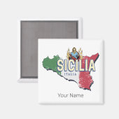 Sicilië Vlag Italië Retro kaart Souvenir Magneet (Voorkant / Achterkant)