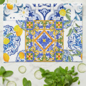 Sicilien, été, serviette de cuisine agrumes (Plié)