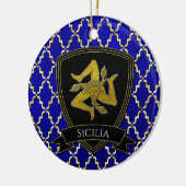 Sicilienne Trinacria Gold Blue céramique ornement (Gauche)