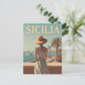 Sicily 50s vintage travel briefkaart (Staand voorkant)