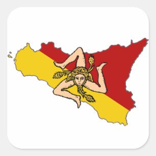 Sicily Island et drapeau Carré Sticker