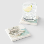 Sicily Italian Ocean Coast Stenen Onderzetter (Zijkant)