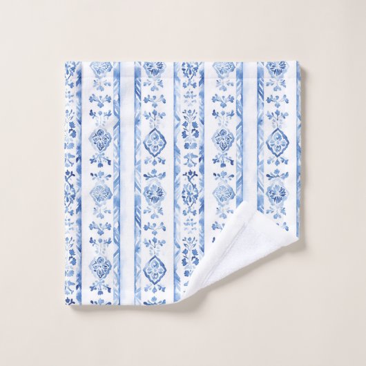 Sicily Italian Rustic Blue Stripes (Gant de toilette)