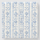 Sicily Italian Rustic Blue Stripes Stenen Onderzetter (Voorkant)