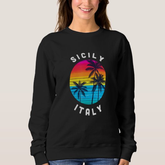 Sicily Italy Vacation Souvenir Sunset Beach Trui (Voorkant)