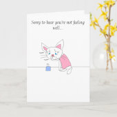 Sick cat get well card kaart (Gele Bloem)