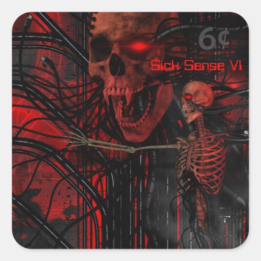 Sick Sense Cyber Vampire Vierkante Sticker (Voorkant)