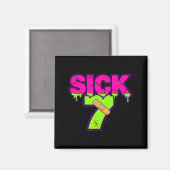 Sick Seven Meme Tee Six Seven Fun Wordplay Drip  Magneet (Voorkant / Achterkant)