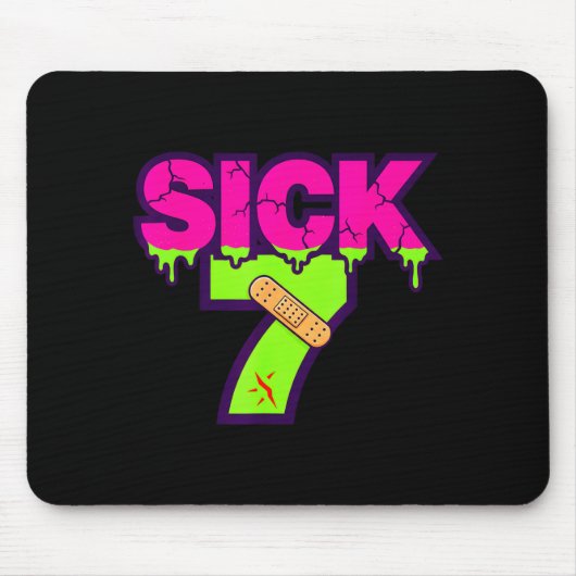 Sick Seven Meme Tee Six Seven Fun Wordplay Drip Muismat (Voorkant)