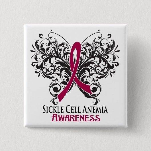 Sickle Cell Anemia Awareness Butterfly Vierkante Button 5,1 Cm (Voorkant)