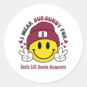 Sickle Cell Anemia Awareness Ribbon Support Giften Ronde Sticker