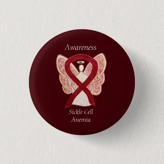 Sickle Cell Anemia Bewustheid Ribbon Angel Buttonn Ronde Button 3,2 Cm (Voorkant)