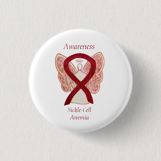 Sickle Cell Anemia Bewustheid Ribbon Angel Buttonn Ronde Button 3,2 Cm (Voorkant)
