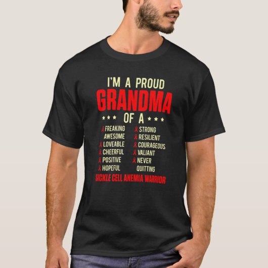 Sickle Cell Anemia Survivor Proud Grandma Anemic W T-shirt (Voorkant)