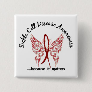 Sickle Cell Disease Butterfly 6.1 Vierkante Button 5,1 Cm