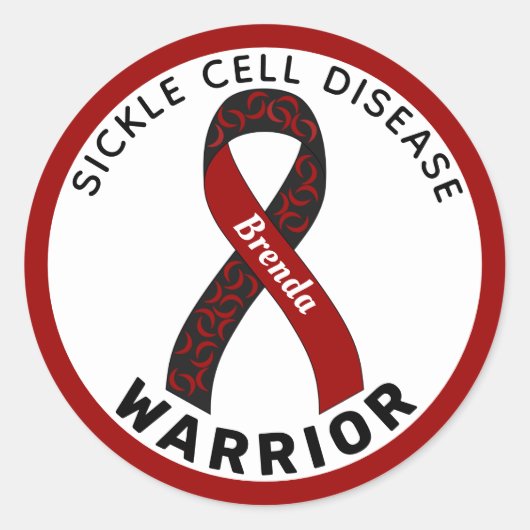 Sickle Cell Disease Warrior Ribbon White Ronde Sticker (Voorkant)