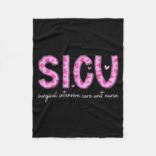 Sicu Nurse Heart Valentines Day Surgical Intensive Fleece Deken (Voorkant)