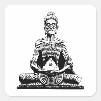 Siddhartha Fasting Buddha Meditating Vierkante Sticker