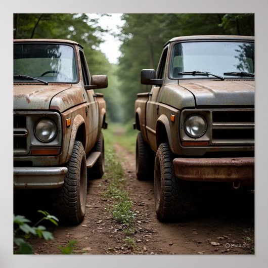 Side-by-Side  Truck Race Poster (Voorkant)