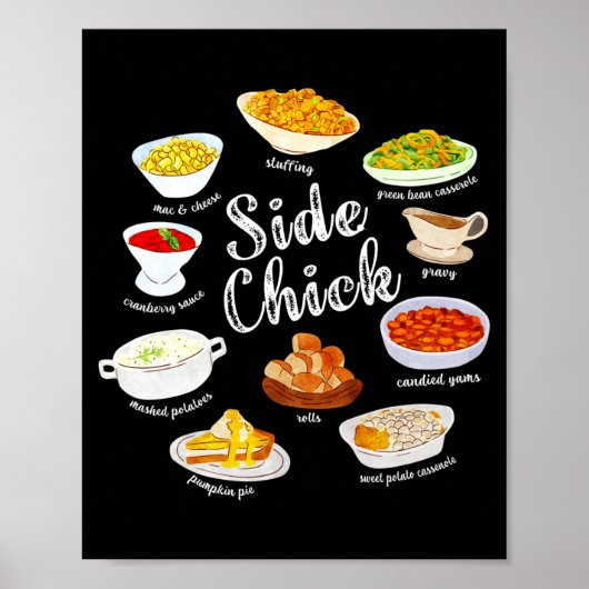 Side Chick,funny Thanksgiving Dishes Gift Tee Men Poster (Voorkant)