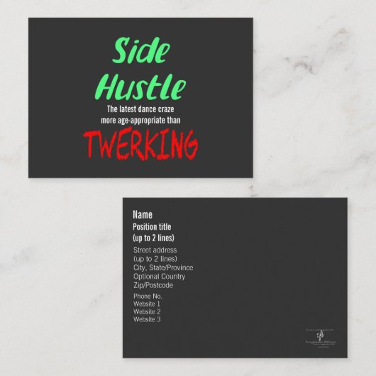 Side Hustle vs. Twerken Neon Green Text Visitekaartje (Voorkant / Achterkant)