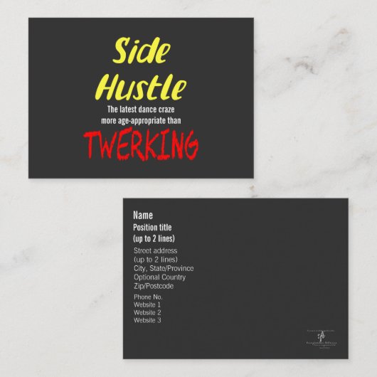 Side Hustle vs. Twerken Neon Yellow Text Visitekaartje (Voorkant / Achterkant)