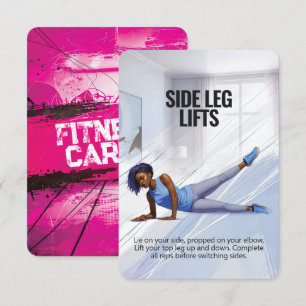 Side Leg Lifts Fitness Kaart met Roze Rugsteun