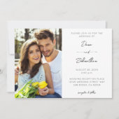 Side Photo Modern Calligraphy Wedding Kaart (Voorkant)