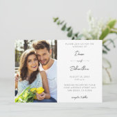 Side Photo Modern Calligraphy Wedding Kaart (Staand voorkant)