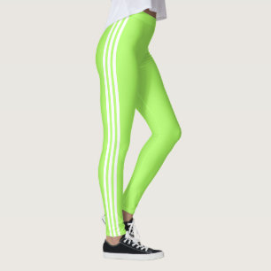 Side Stripe Neon Groene Leggings Aangepaste kleure