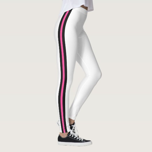 Side Stripe Witte Leggings met aangepaste uw kleur (Rechts)