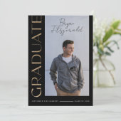 Side Text Moderne Noir et Or Faire-part Grad (Debout devant)