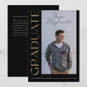 Side Text Moderne Noir et Or Faire-part Grad (Devant / Derrière)