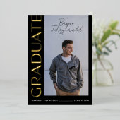 Side Text Moderne Noir et Or Faire-part Grad (Debout devant)