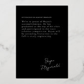 Side Text Moderne Noir et Or Faire-part Grad (Verso)