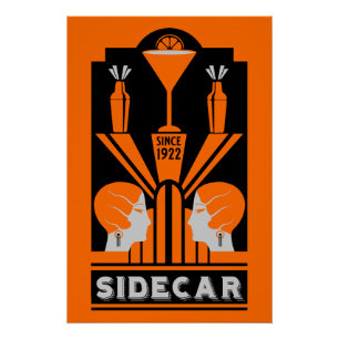 Sidecar Cocktail Art Deco Perfect Poster