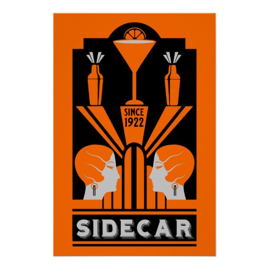 Sidecar Cocktail Art Deco Perfect Poster (Voorkant)
