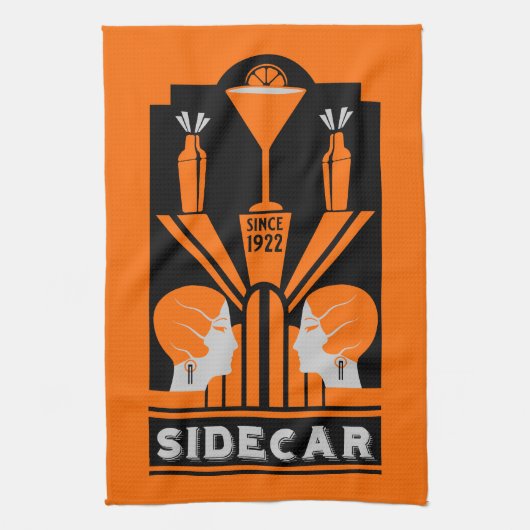 Sidecar Cocktail Art Deco Theedoek (Verticaal)