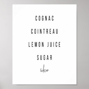 Sidecar Cocktail Recipe Poster