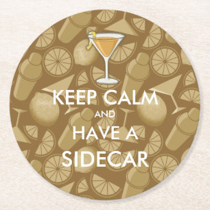 Sidecar cocktail ronde kartonnen onderzetter