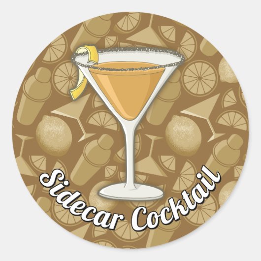Sidecar Cocktail Sticker Classic Round (Devant)