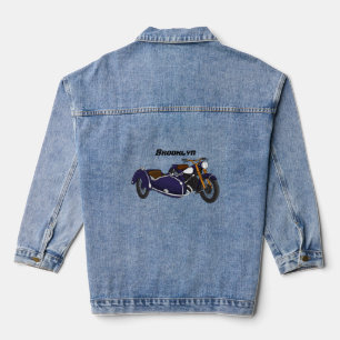 Sidecar paarse motorrijwielillustratie denim jacket