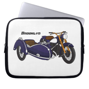 Sidecar paarse motorrijwielillustratie laptop sleeve
