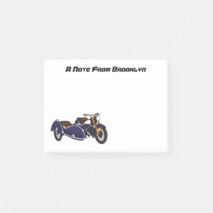 Sidecar paarse motorrijwielillustratie post-it® notes
