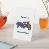 Sidecar paarse motorrijwielillustratie reclamebord met voetstuk (Insitu)