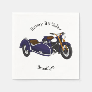 Sidecar paarse motorrijwielillustratie servet